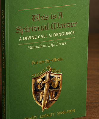 Image of Green book titled "This is a Spiritual Matter: A Divine Call to Denounce"