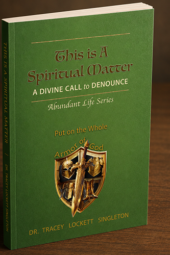 Image of Green book titled "This is a Spiritual Matter: A Divine Call to Denounce"